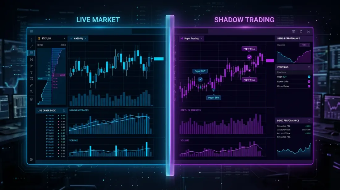 Shadow trading — live-данные и симулированные ордера работают параллельно