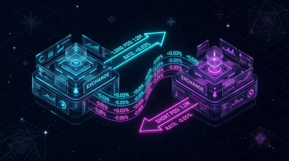Cross-exchange funding rate arbitrage: opposite positions on two exchanges