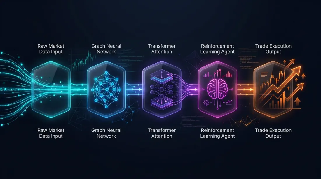 Integrated ML pipeline: GNN → Transformer → RL → execution