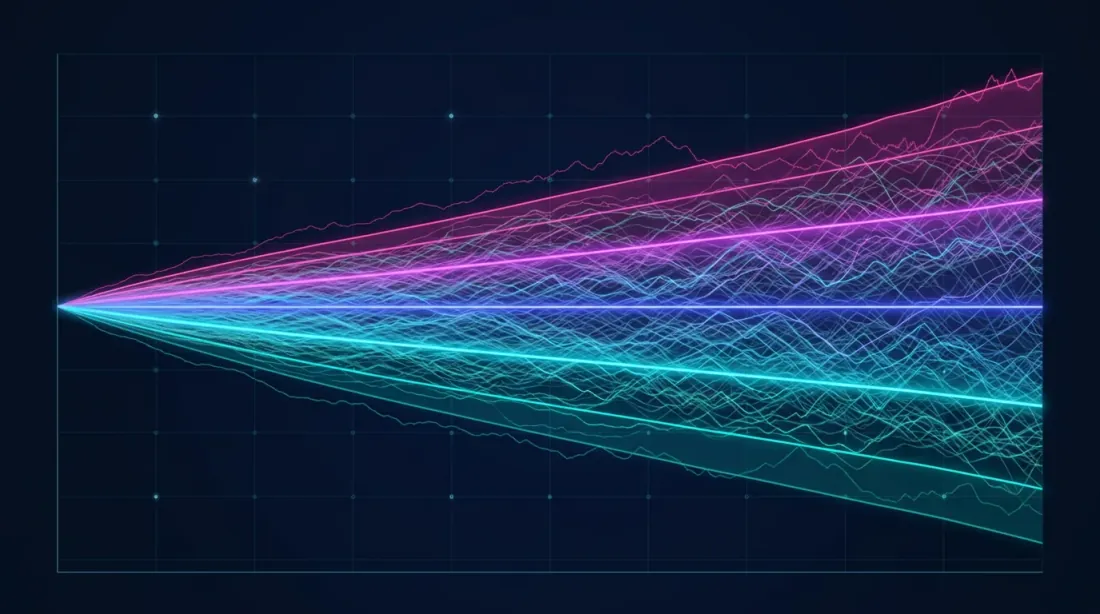 Monte Carlo Visualization: Fan Chart and Distribution Histogram