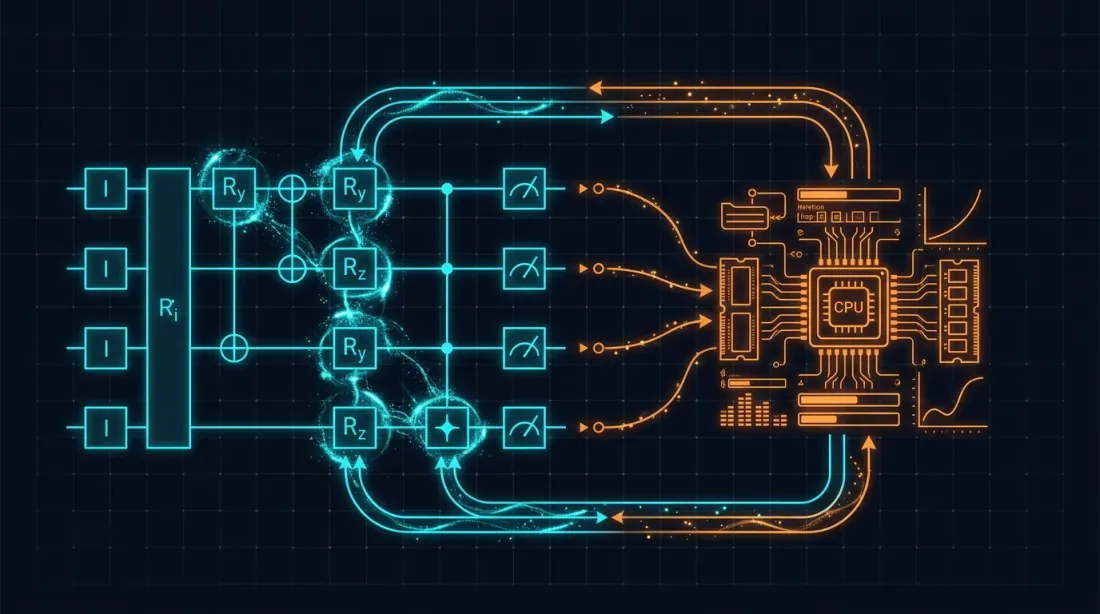 Hybrid quantum-classical computing algorithm for differential equations