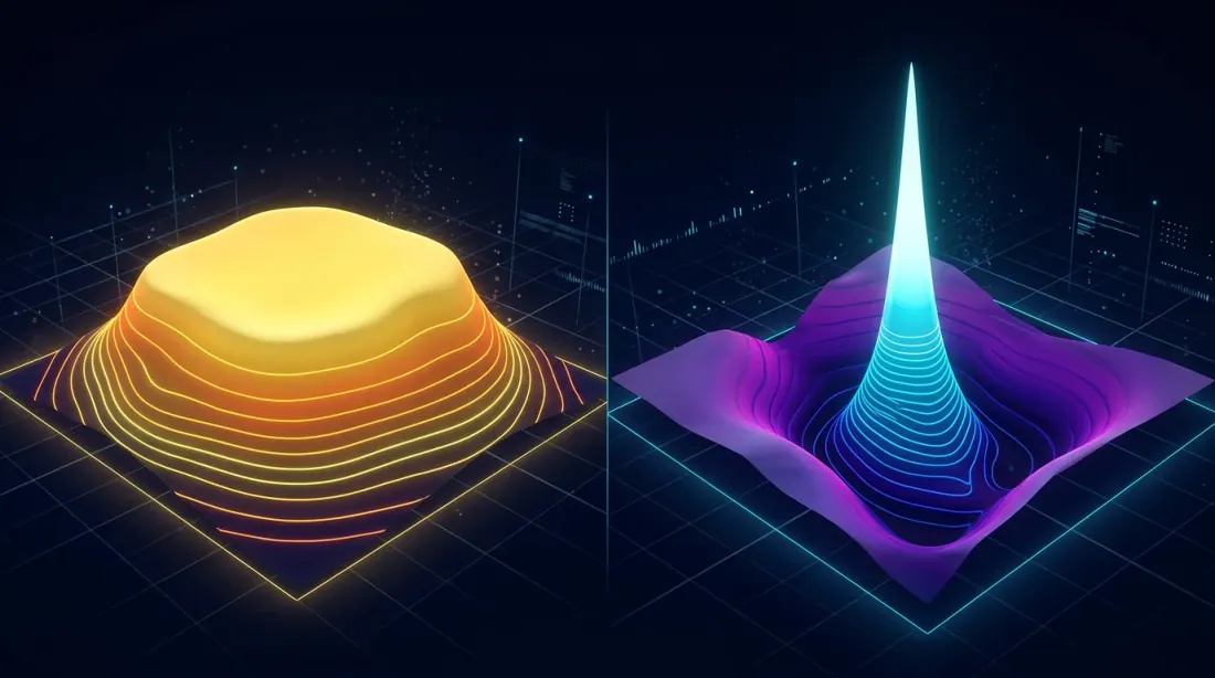 Sharp peak versus flat plateau comparison