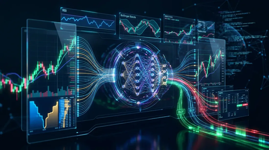 Algorithmic trading strategy engine with neural processing core and market data feeds