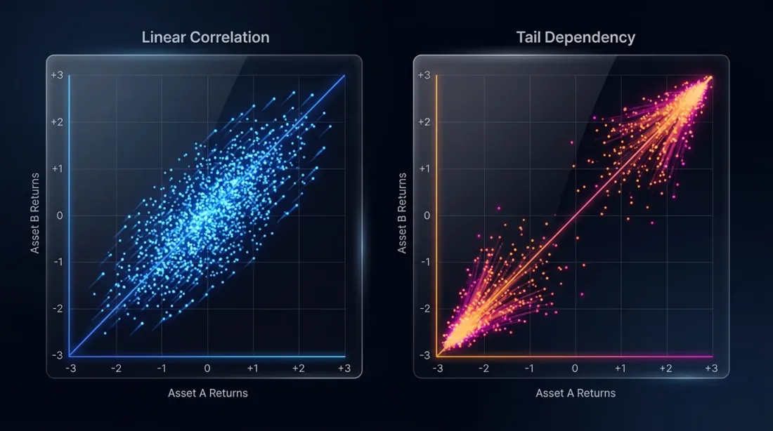 Tail dependency vs linear correlation in financial data